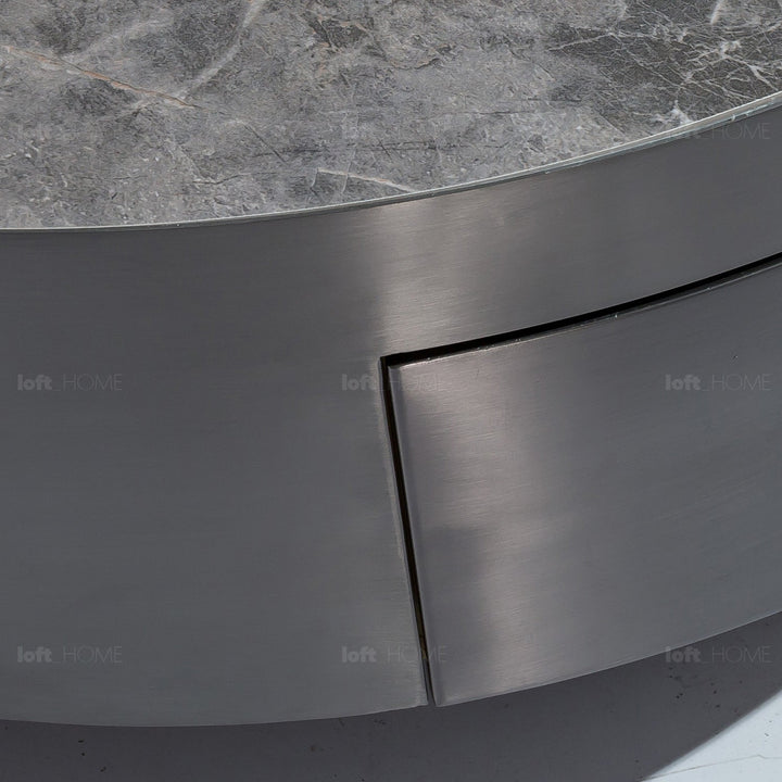 Modern sintered stone coffee table 2pcs set bonis grey layered structure.