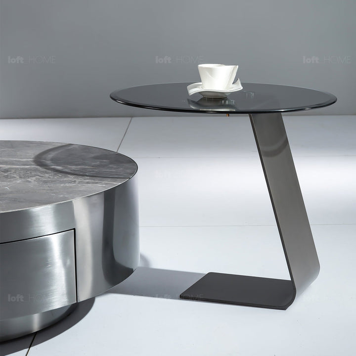 Modern sintered stone coffee table 2pcs set bonis grey in still life.