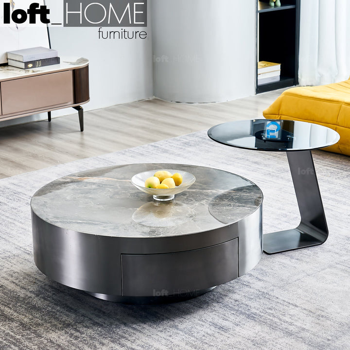 Modern sintered stone coffee table 2pcs set bonis grey primary product view.