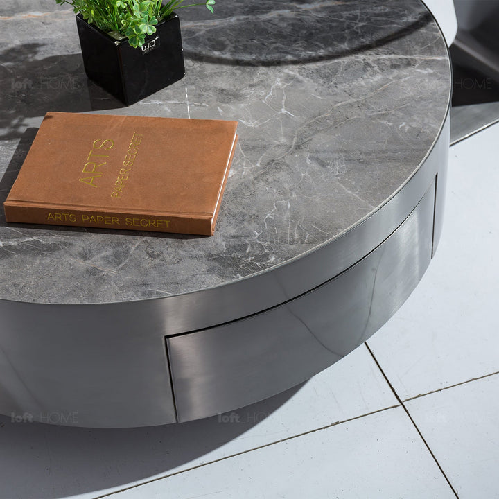 Modern sintered stone coffee table 2pcs set bonis grey in details.