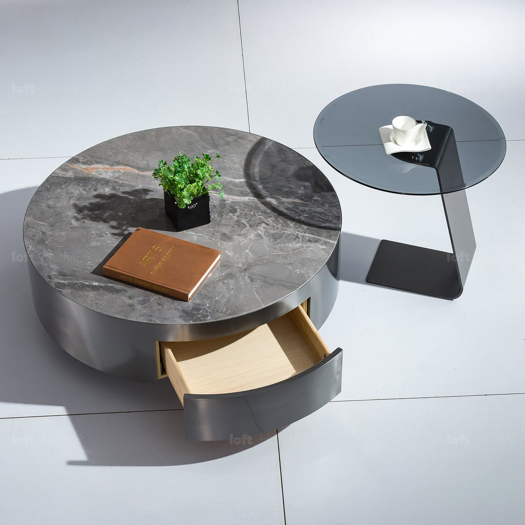 Modern sintered stone coffee table 2pcs set bonis grey environmental situation.