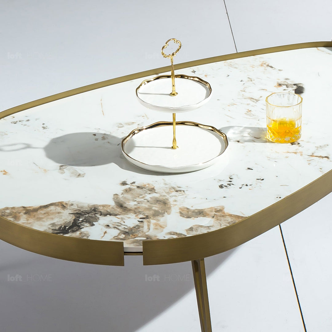 Modern sintered stone coffee table 2pcs set lumiere bronze conceptual design.