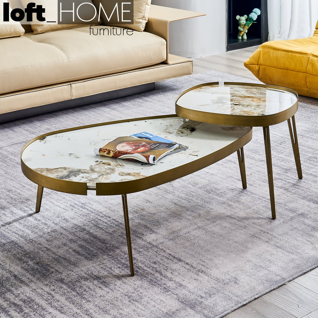 Modern sintered stone coffee table 2pcs set lumiere bronze primary product view.