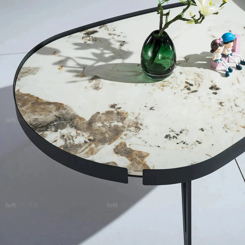 Modern sintered stone coffee table 2pcs set lumiere carbon in details.