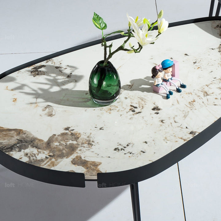 Modern sintered stone coffee table 2pcs set lumiere carbon conceptual design.