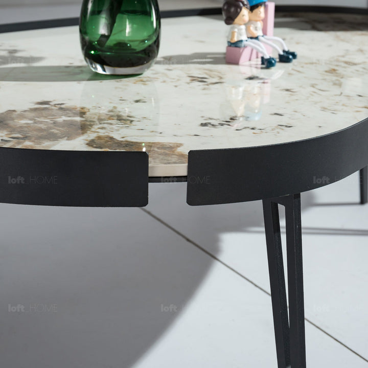 Modern sintered stone coffee table 2pcs set lumiere carbon environmental situation.