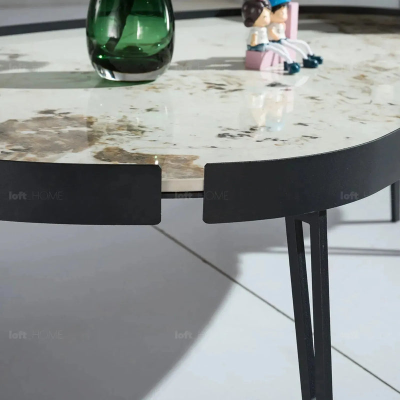 Modern sintered stone coffee table 2pcs set lumiere carbon in still life.