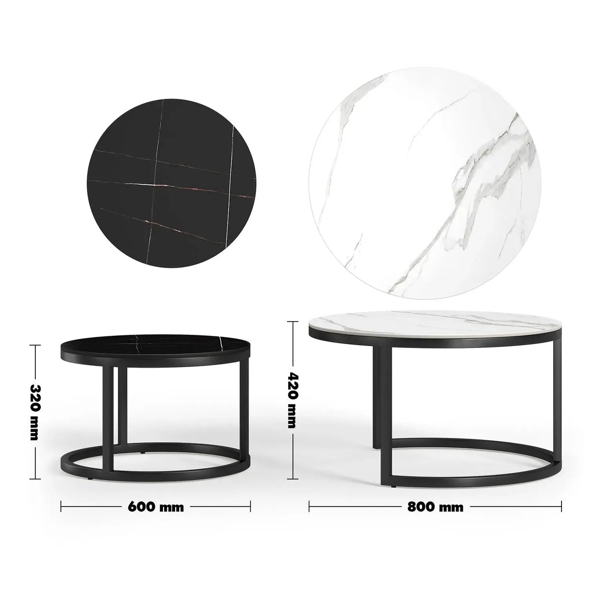Modern sintered stone coffee table black size charts.