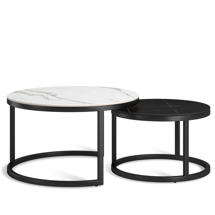 Modern sintered stone coffee table black in white background.