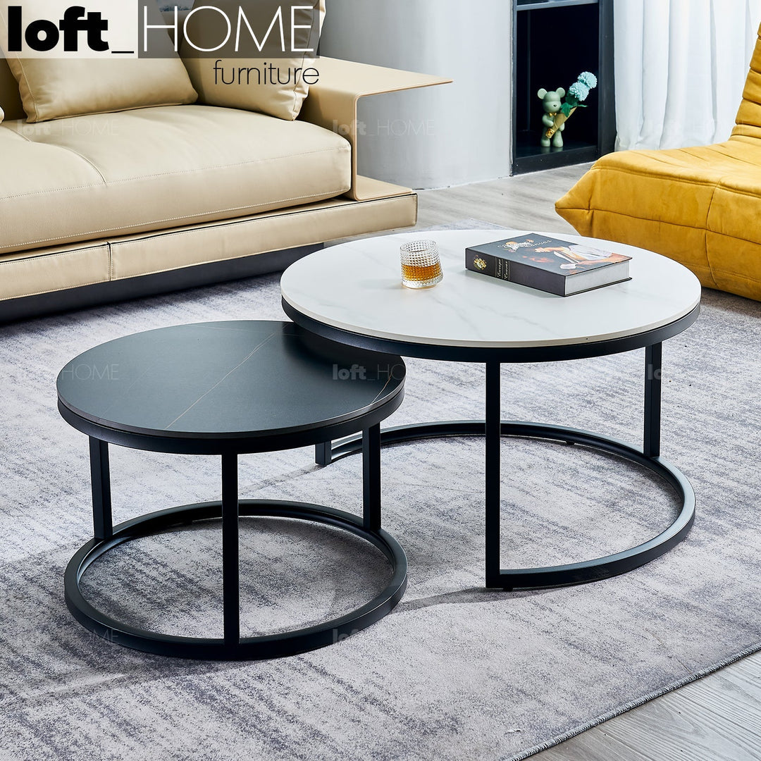 Modern sintered stone coffee table black primary product view.