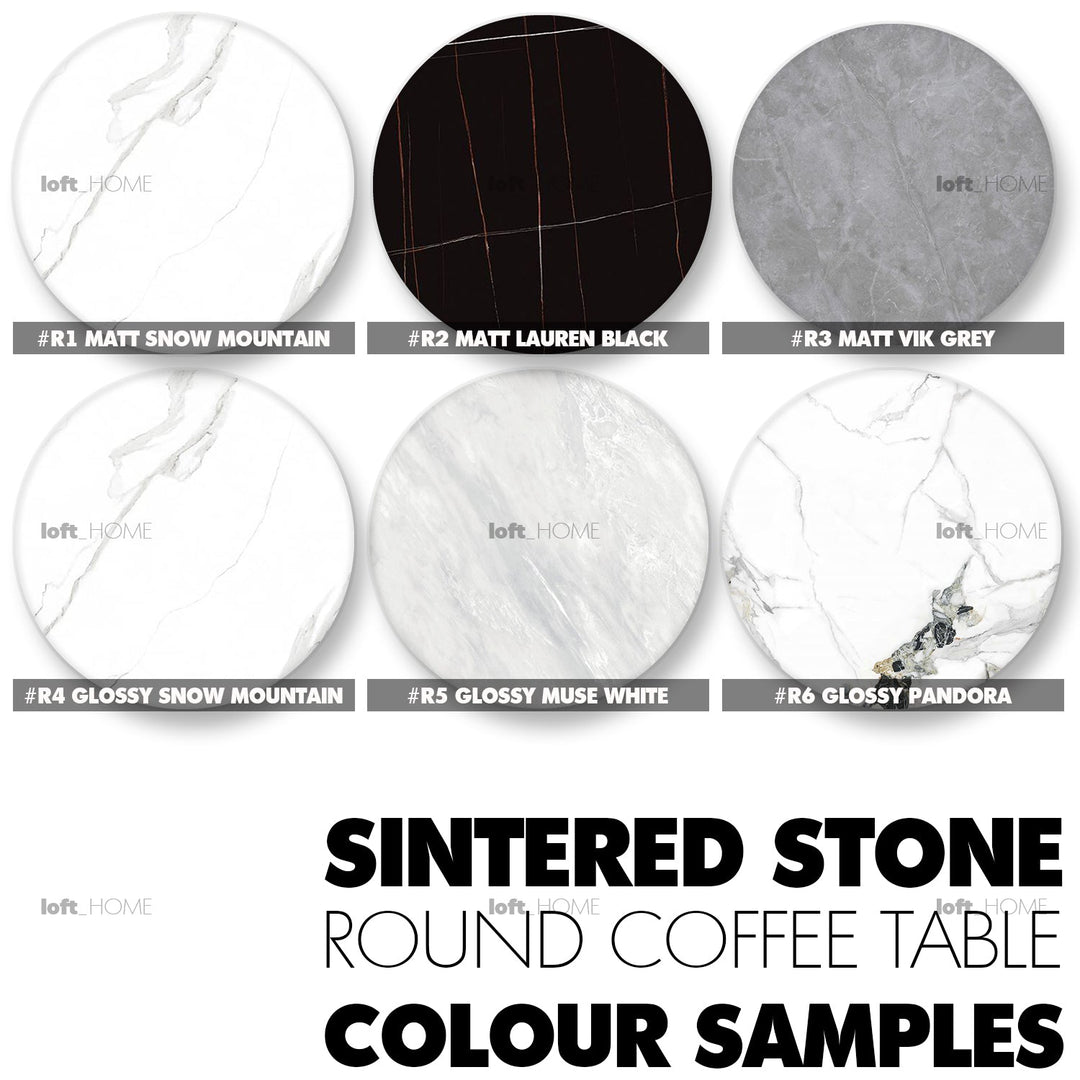 Modern sintered stone coffee table globe black material variants.