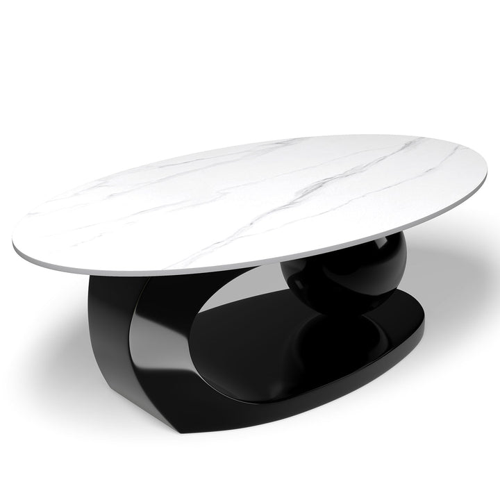 Modern sintered stone coffee table globe black in still life.