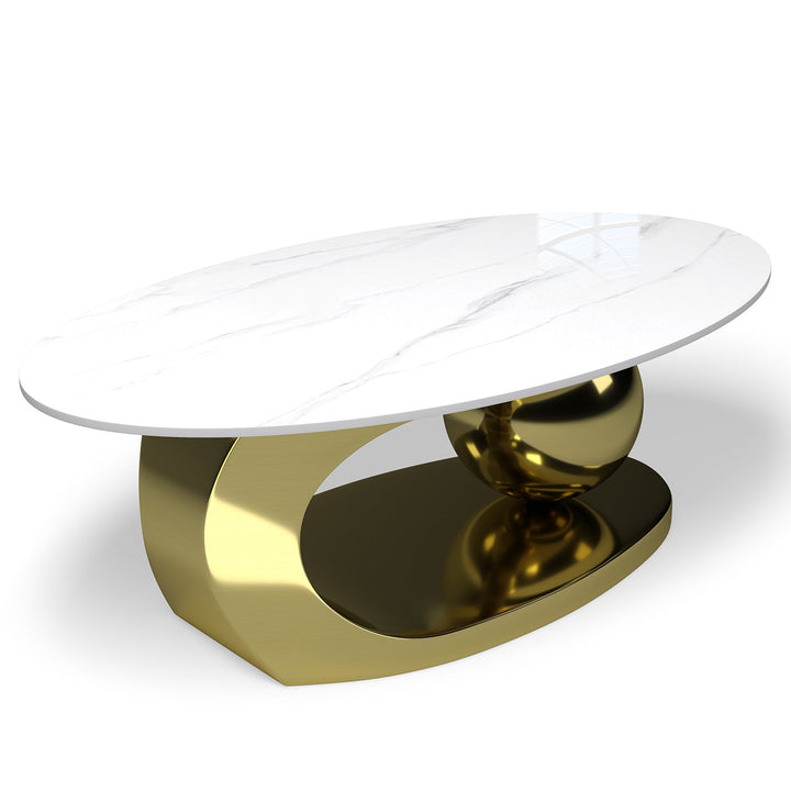 Modern sintered stone coffee table globe gold situational feels.