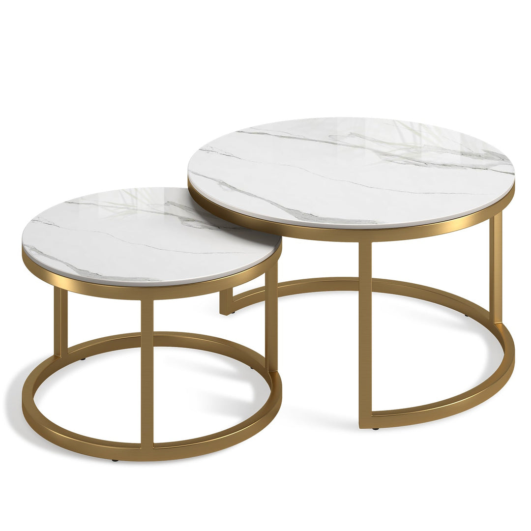 Modern sintered stone coffee table gold conceptual design.