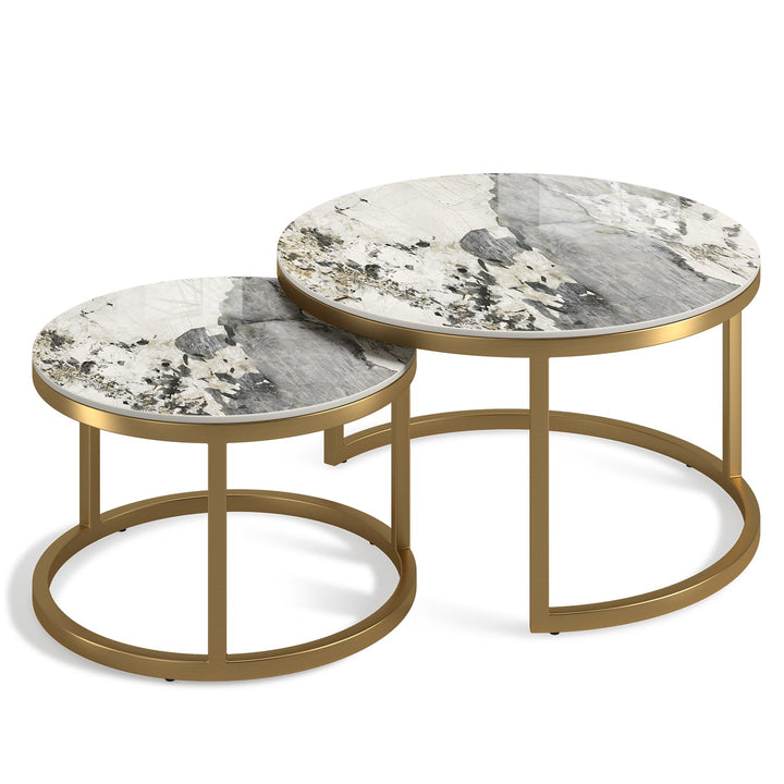 Modern sintered stone coffee table gold layered structure.