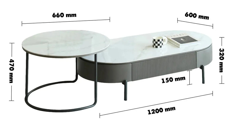 Modern sintered stone coffee table rosa size charts.