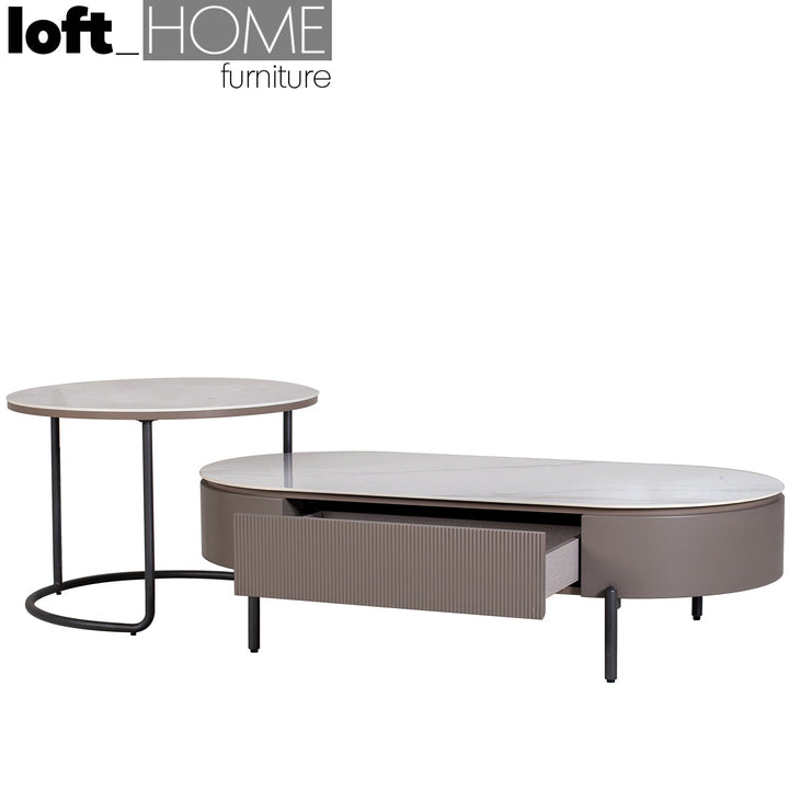 Modern sintered stone coffee table rosa situational feels.