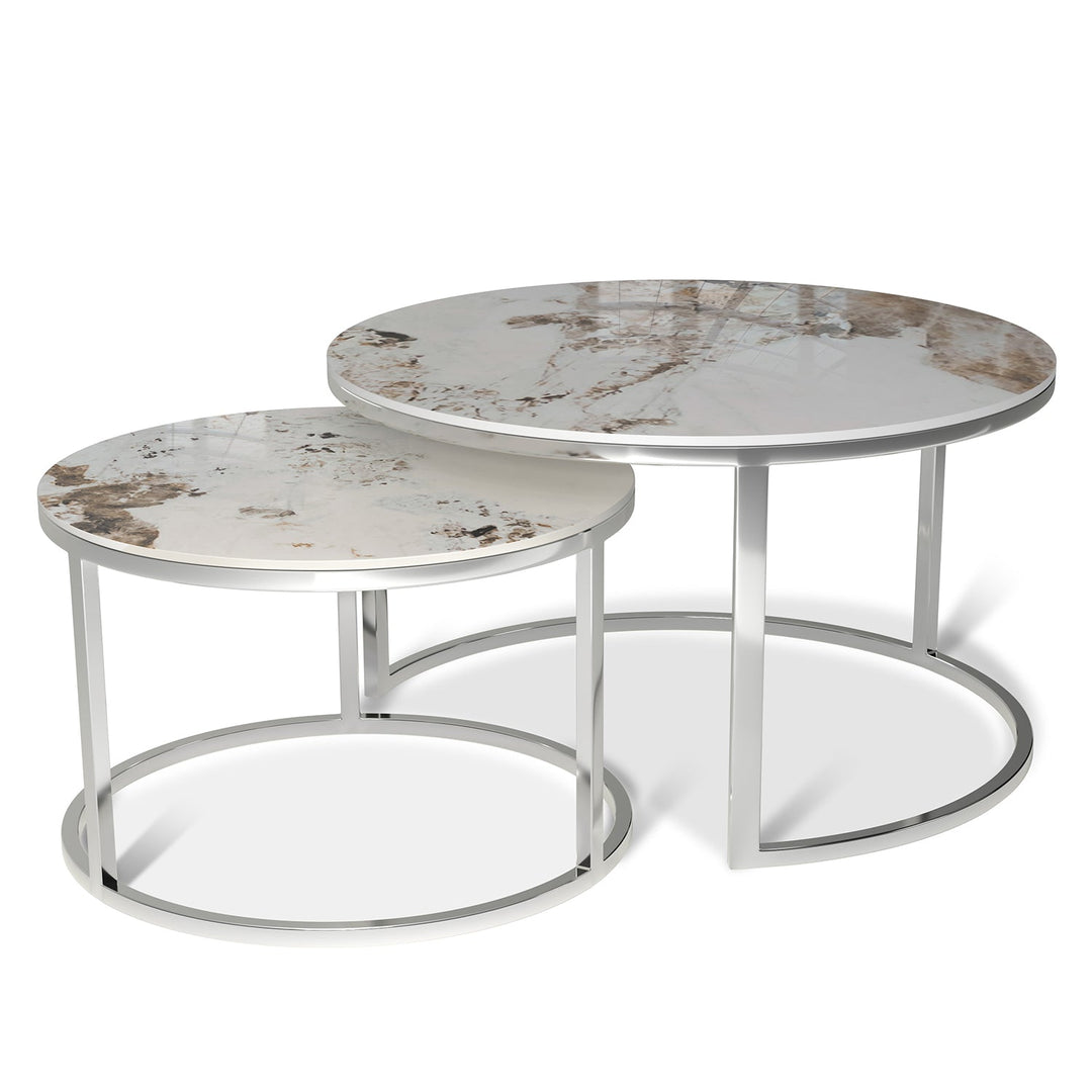 Modern sintered stone coffee table silver detail 1.