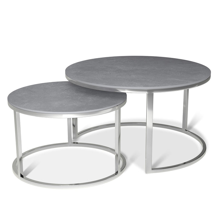 Modern sintered stone coffee table silver conceptual design.