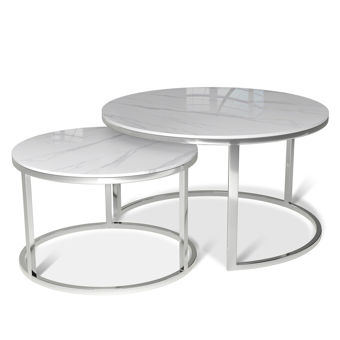 Modern sintered stone coffee table silver situational feels.