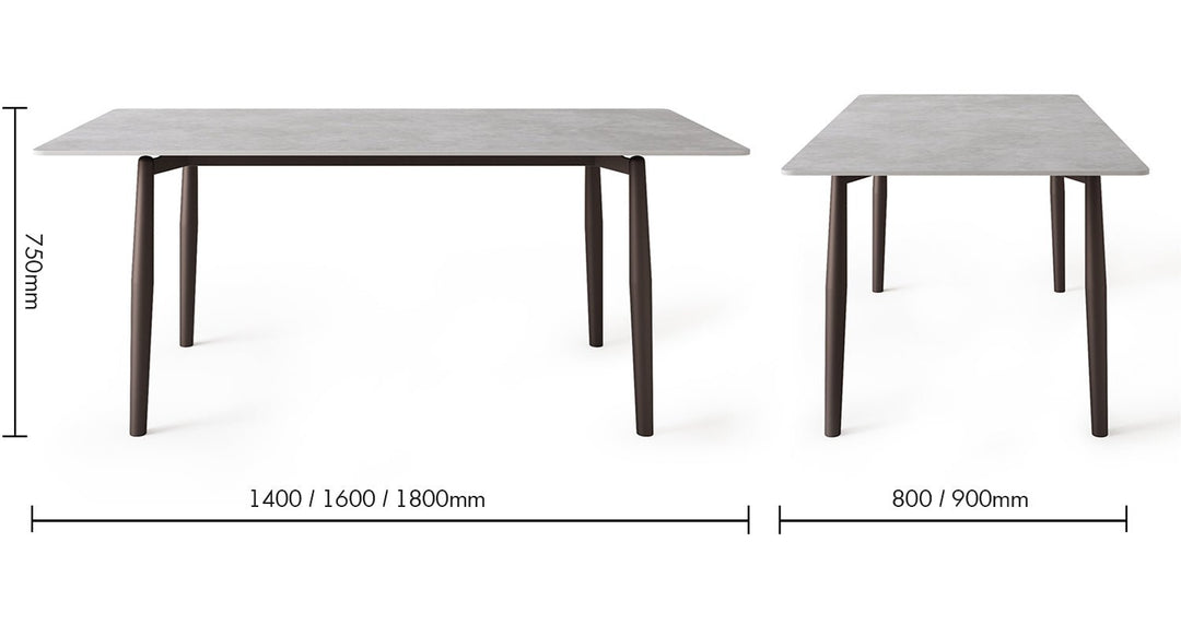 Modern sintered stone dining table ailsa size charts.