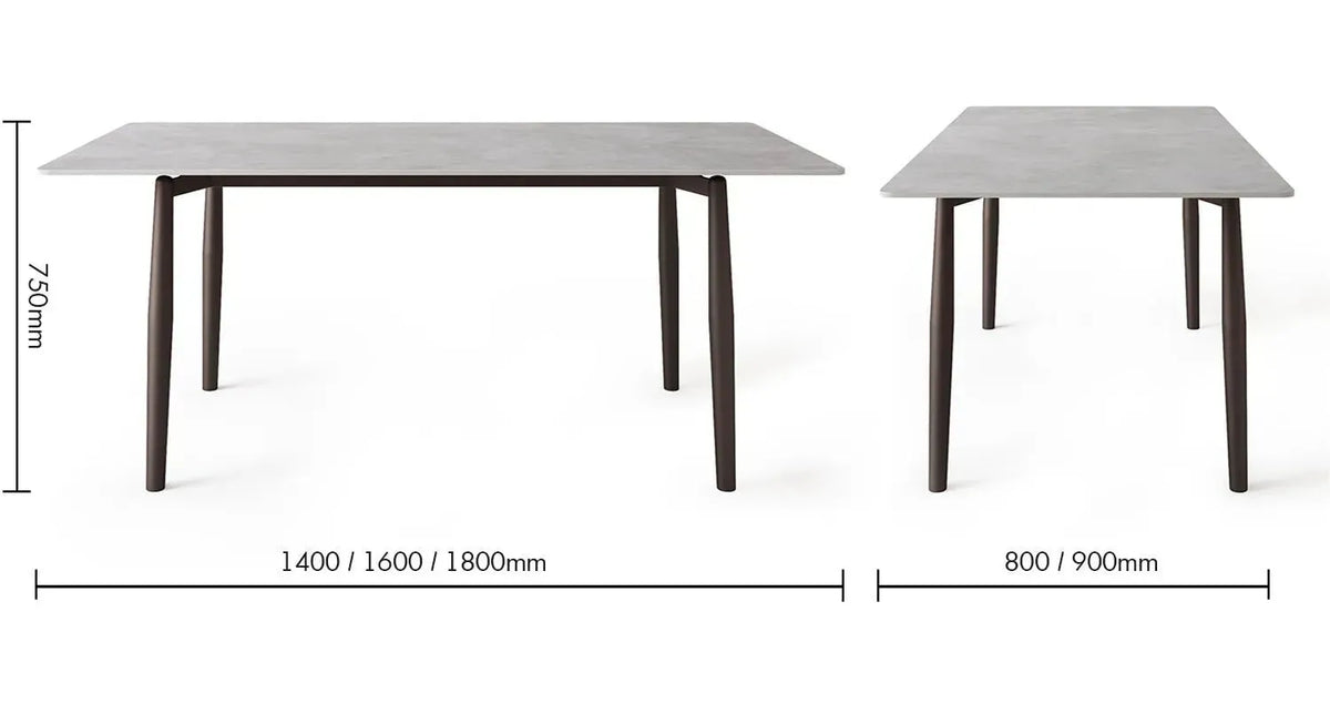 Modern sintered stone dining table ailsa size charts.