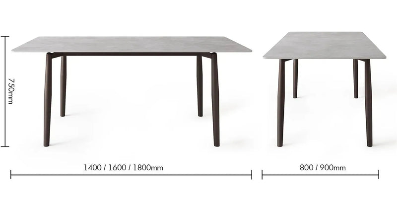 Modern sintered stone dining table ailsa size charts.