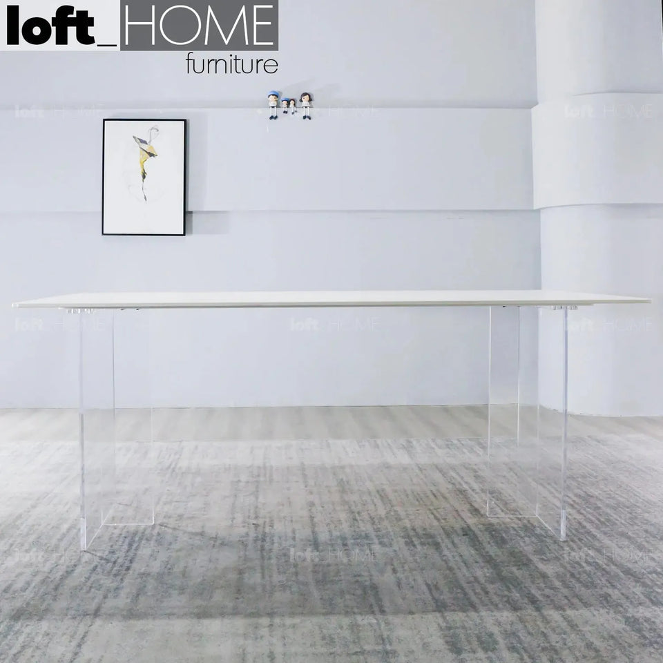 Modern sintered stone dining table air in close up details.