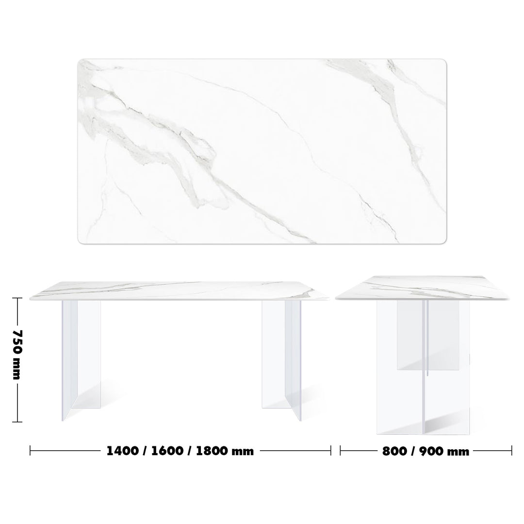 Modern sintered stone dining table air size charts.