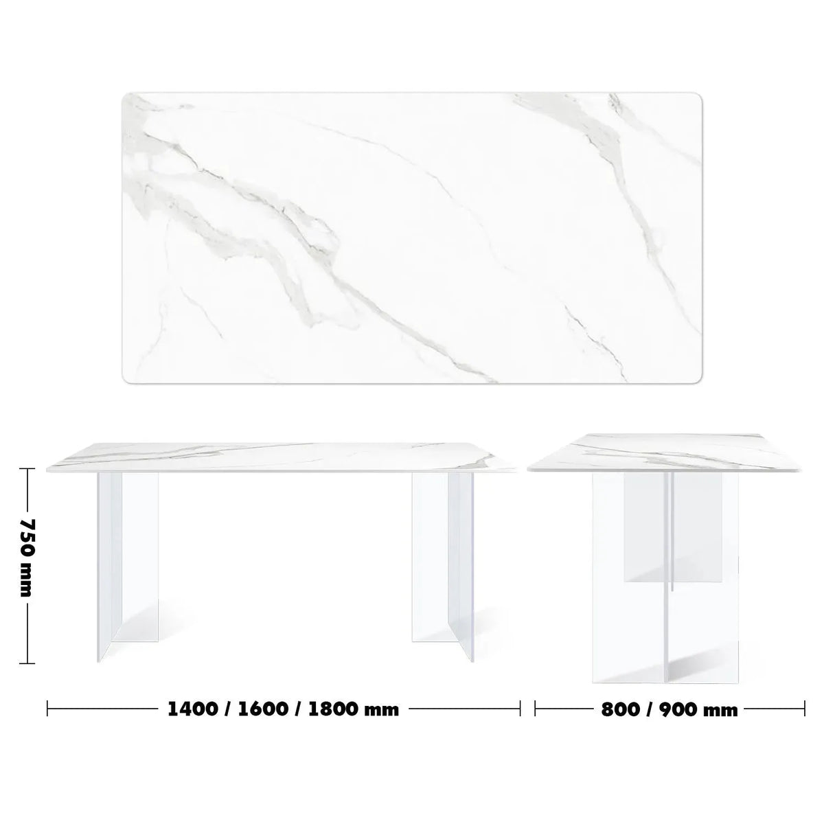 Modern sintered stone dining table air size charts.