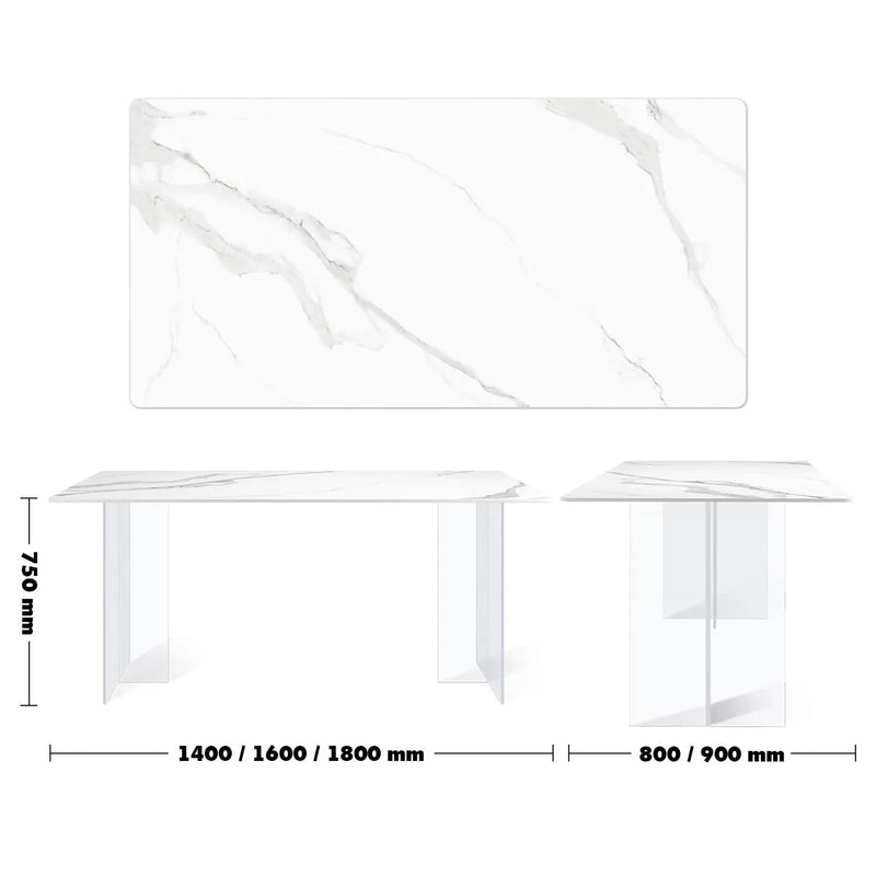 Modern sintered stone dining table air size charts.