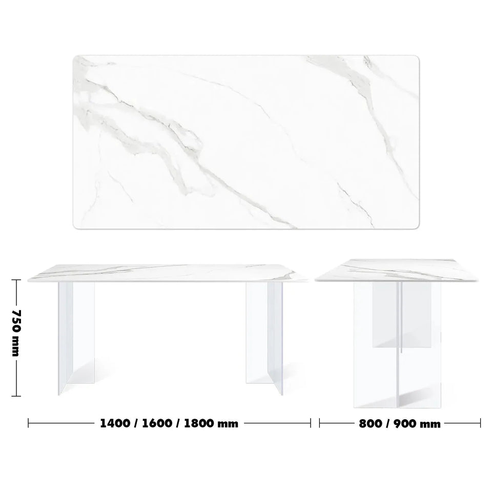 Modern sintered stone dining table air size charts.