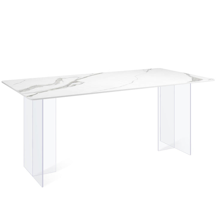 Modern sintered stone dining table air in panoramic view.