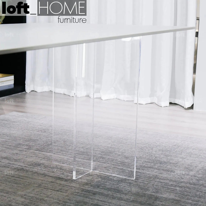 Modern sintered stone dining table air in details.
