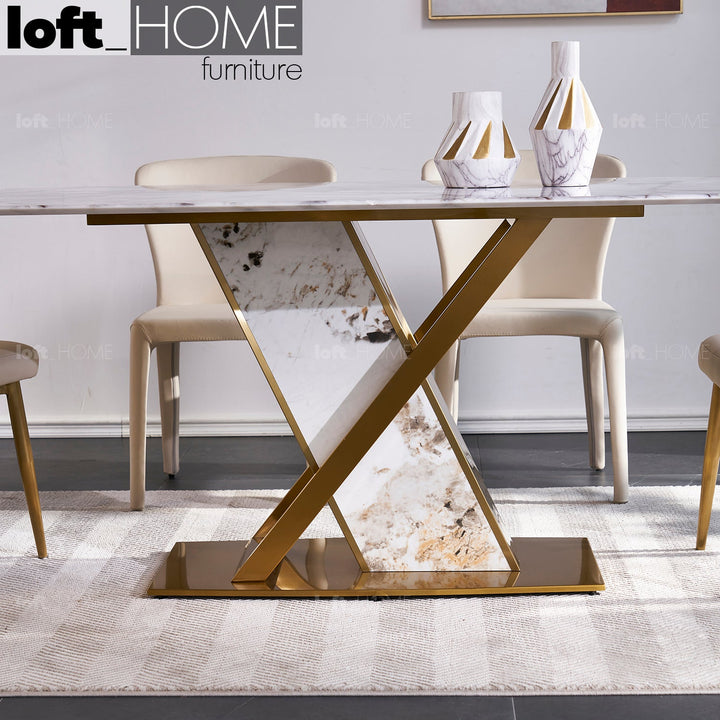 Modern sintered stone dining table alex in real life style.
