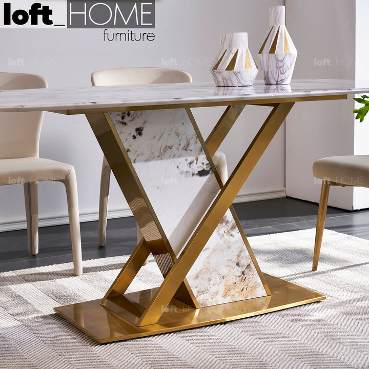 Modern sintered stone dining table alex material variants.