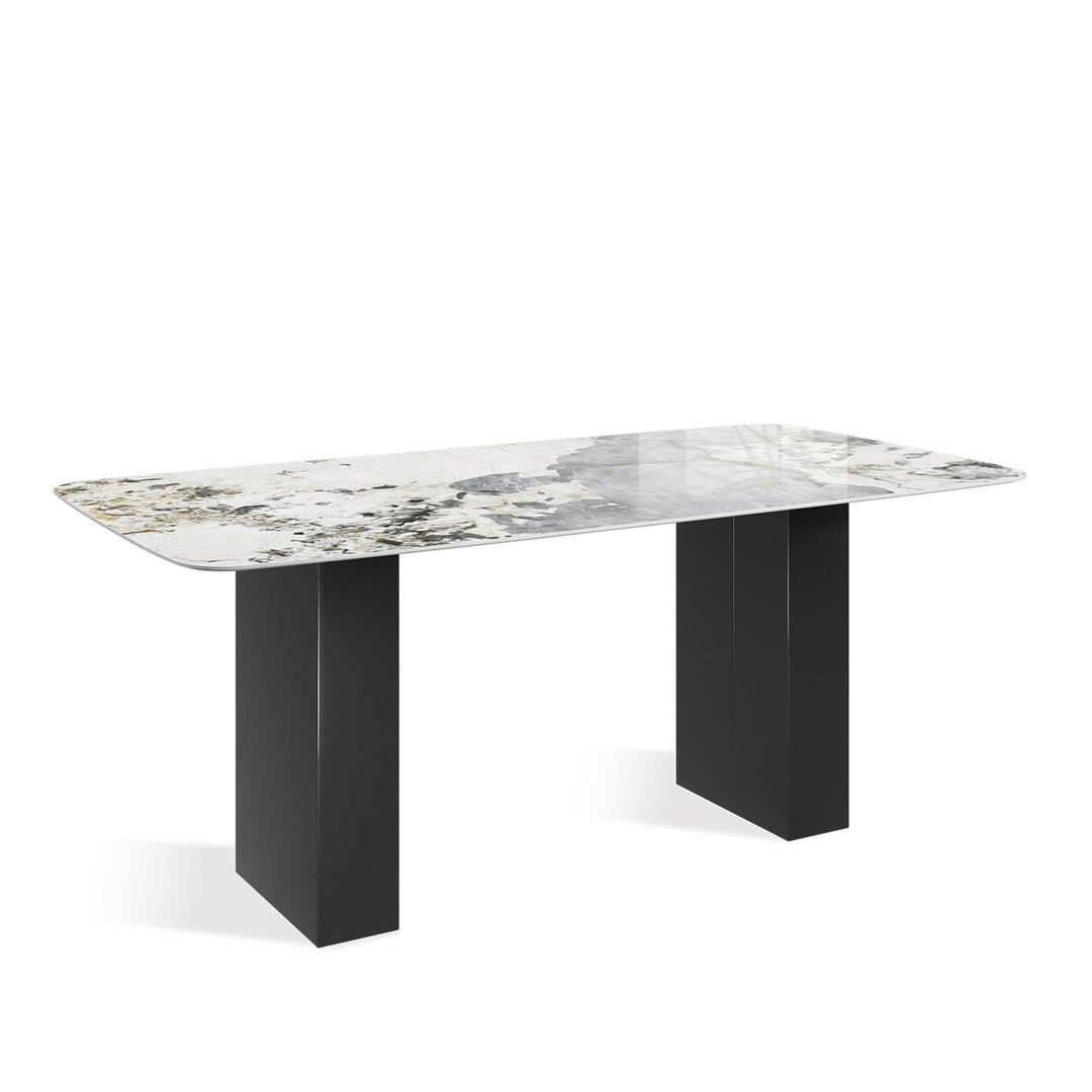 Modern sintered stone dining table blake layered structure.