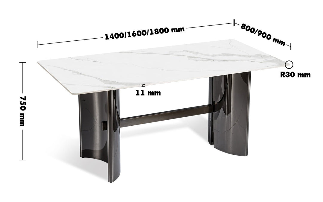 Modern sintered stone dining table blitz size charts.