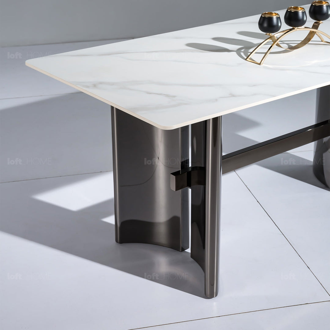 Modern sintered stone dining table blitz in details.