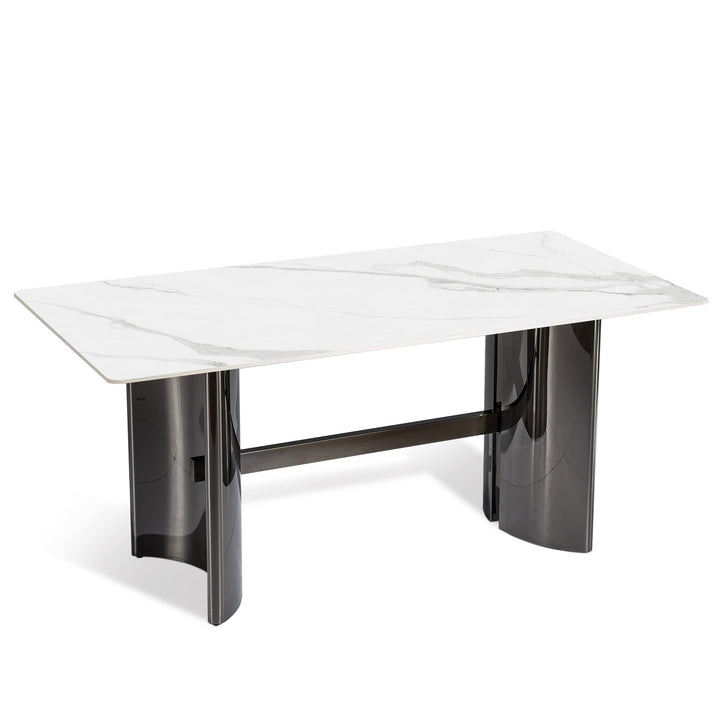 Modern sintered stone dining table blitz in panoramic view.
