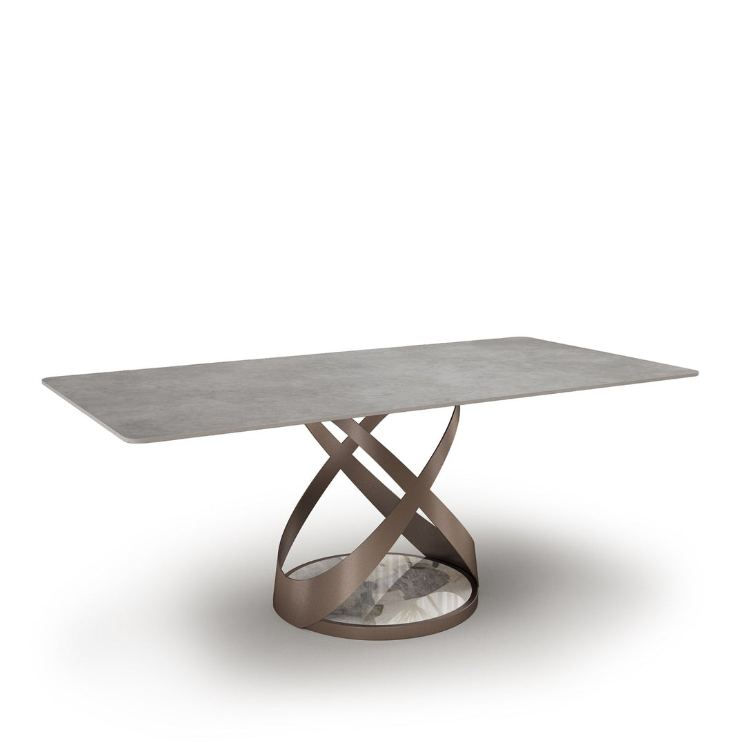 Modern sintered stone dining table capri dull gold environmental situation.