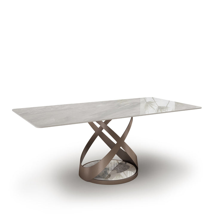 Modern sintered stone dining table capri dull gold situational feels.