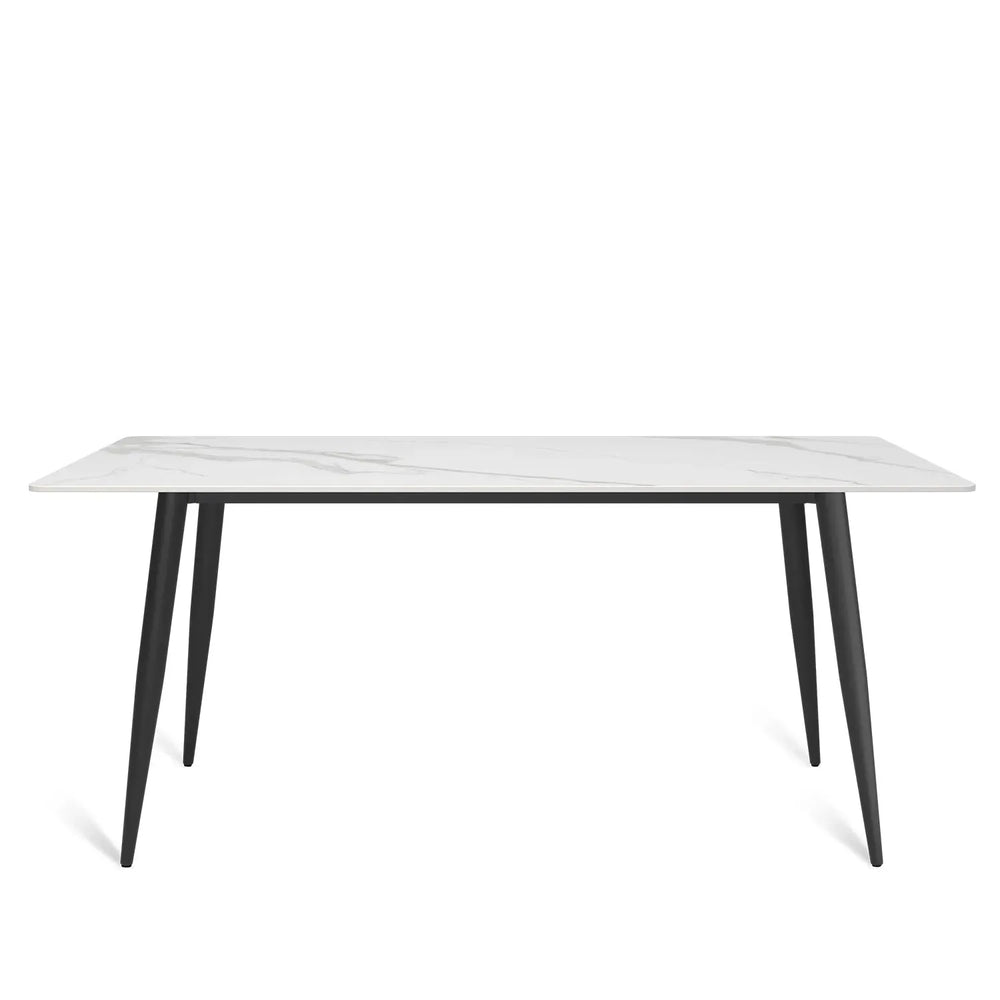 Modern sintered stone dining table celeste in white background.