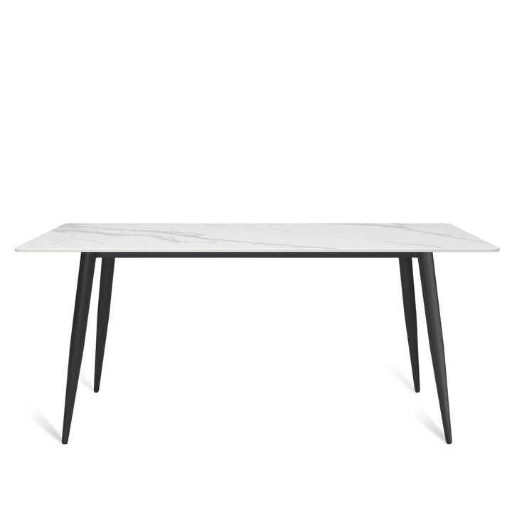 Modern sintered stone dining table celeste in white background.