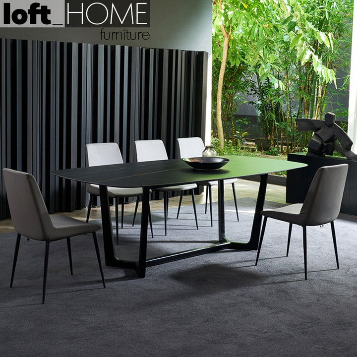 Modern sintered stone dining table chelsea black primary product view.