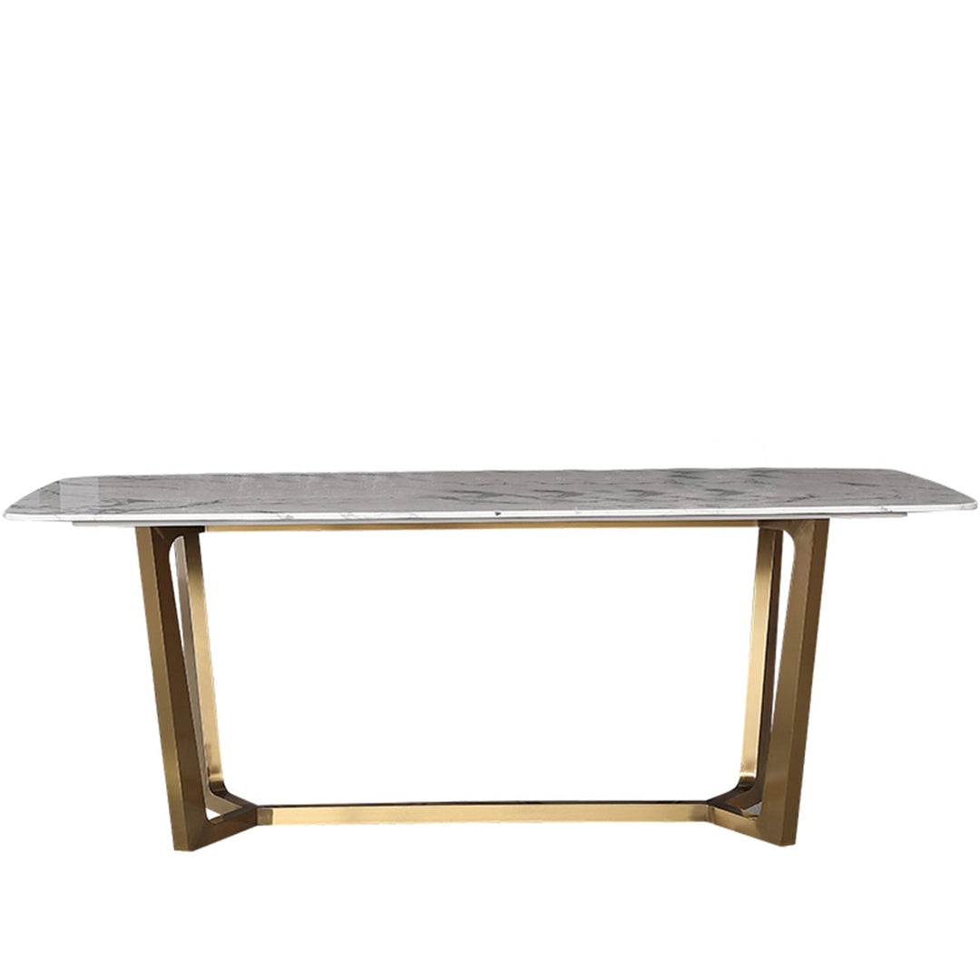 Modern sintered stone dining table chelsea gold in white background.