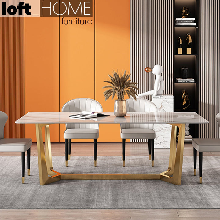 Modern sintered stone dining table chelsea gold primary product view.