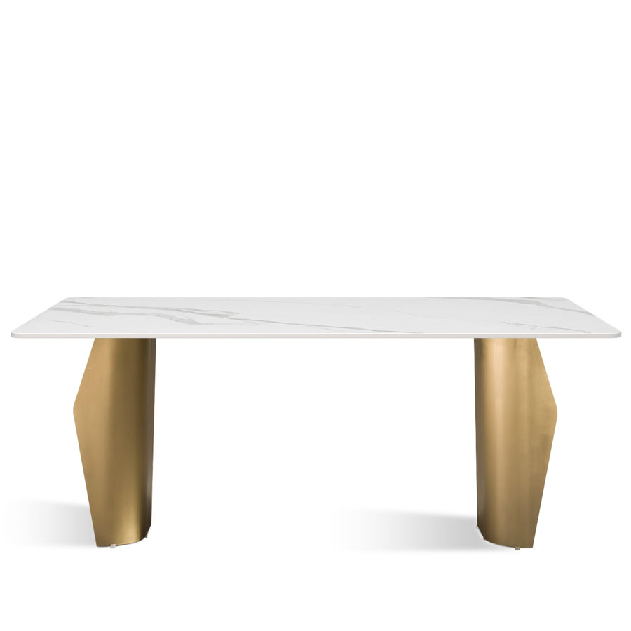 Modern sintered stone dining table edge in white background.