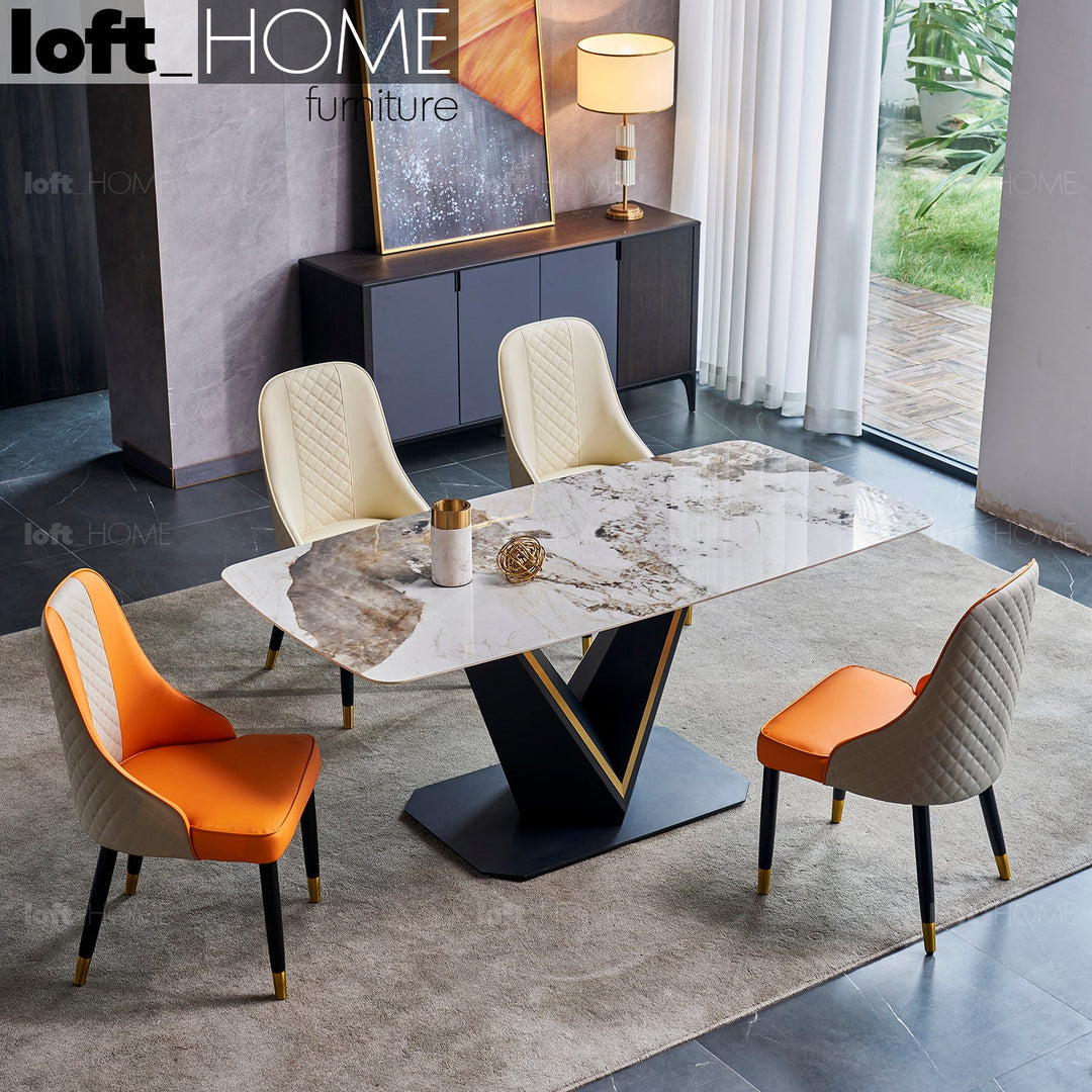 Modern sintered stone dining table edwin with context.