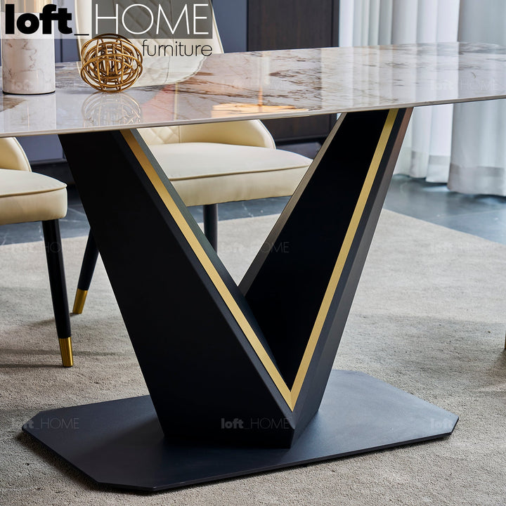 Modern sintered stone dining table edwin in details.